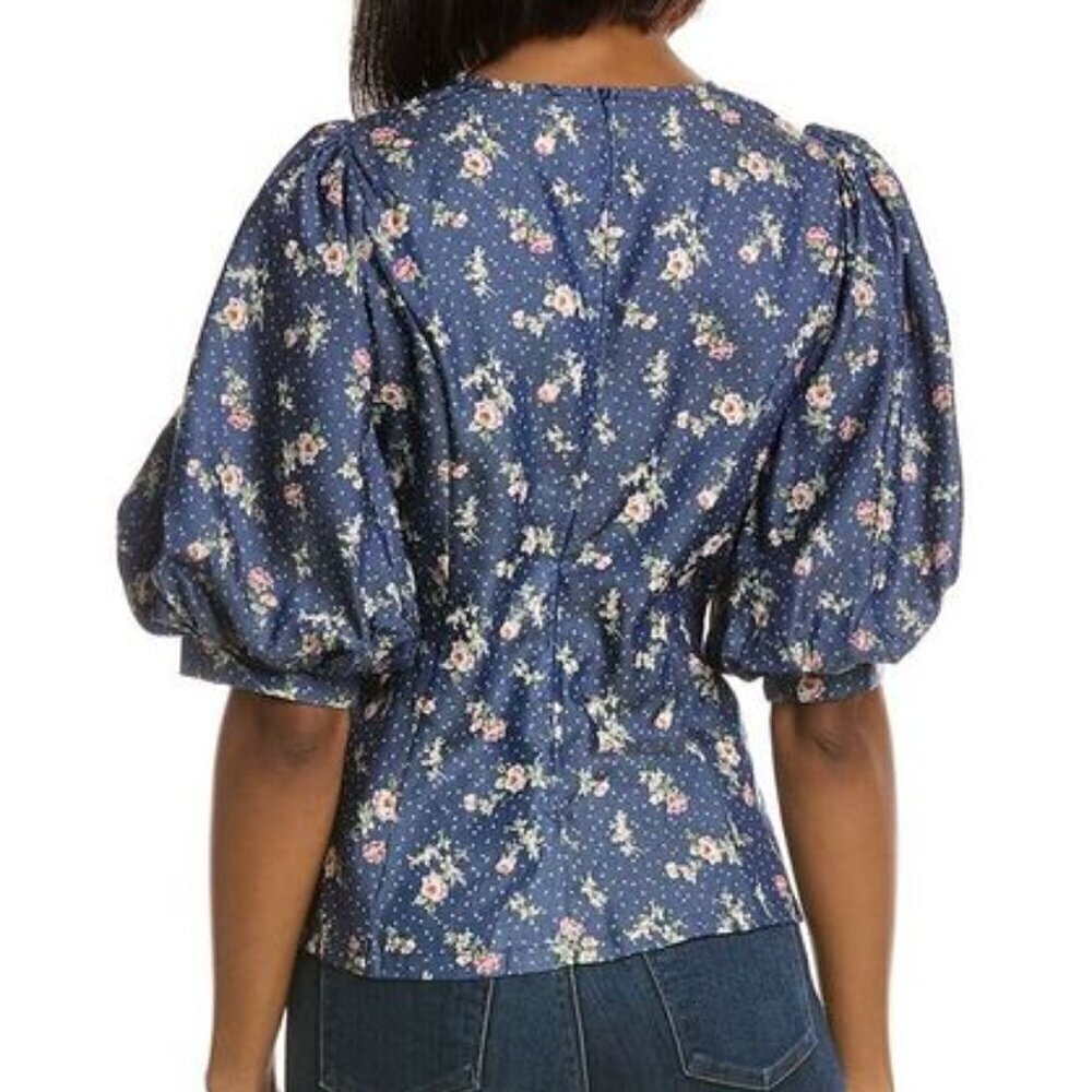 Gracia Blue Floral Peplum Top - Picture 2 of 6